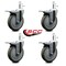 Service Caster 5'' Gray Polyurethane Swivel 7/16'' Stem Caster Set with Total Lock Brake, 4PK SCC-GRTTL20S514-PPUB-716138-4 - alternate 4